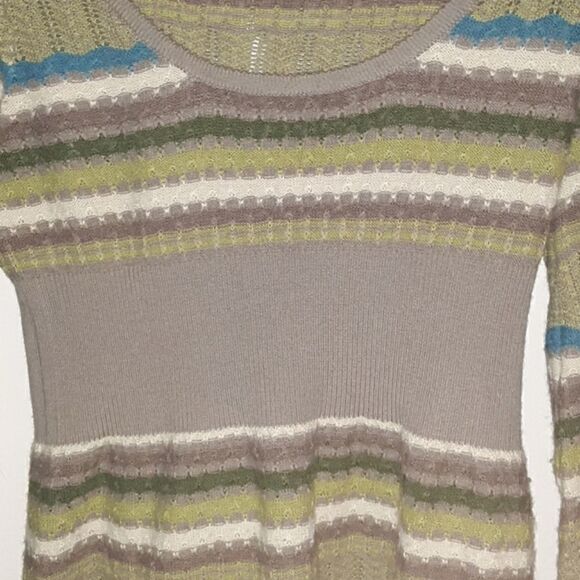 VINTAGE FREE PEOPLE STRIPED RETRO 70's STYLE BOHEMIAN SWEATER S - Picture 4 of 6